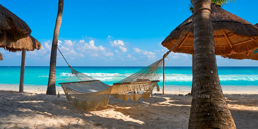Hangmat op Playa del Carmen in Mexico
